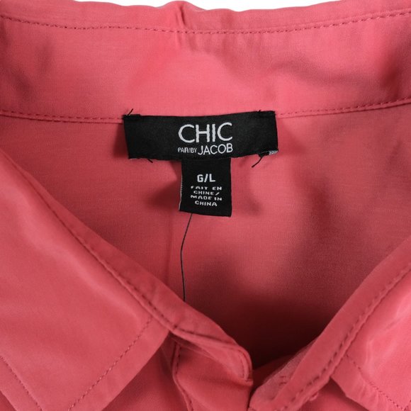 NWT Chic by Jacob Women's Blouse Collared Peach Size G/L Large NEW - Picture 6 of 12